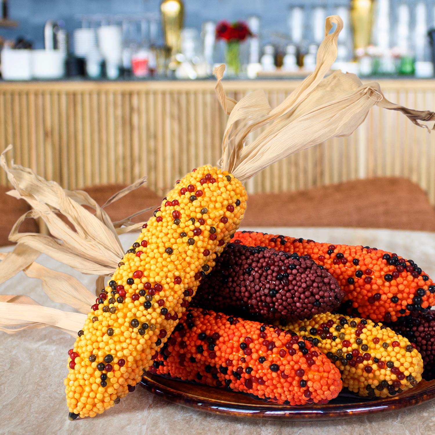 6 Pack Artificial Corn Decorations - Indian Corn Design for Fall Harvest, Thanksgiving, and Home Decor
