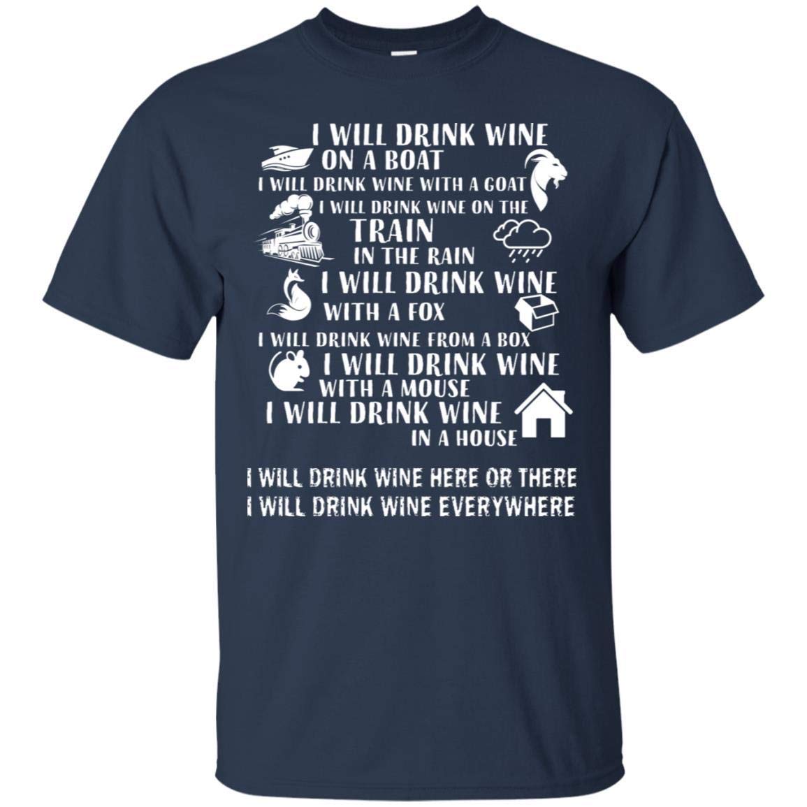 TeeAbelia Funny Wine Lover Shirt - 'I Will Drink Wine On A Boat I Will Drink Wine Everywhere' Graphic Tee - Perfect for Beach Parties, Boat Trips & Wine Tasting Events