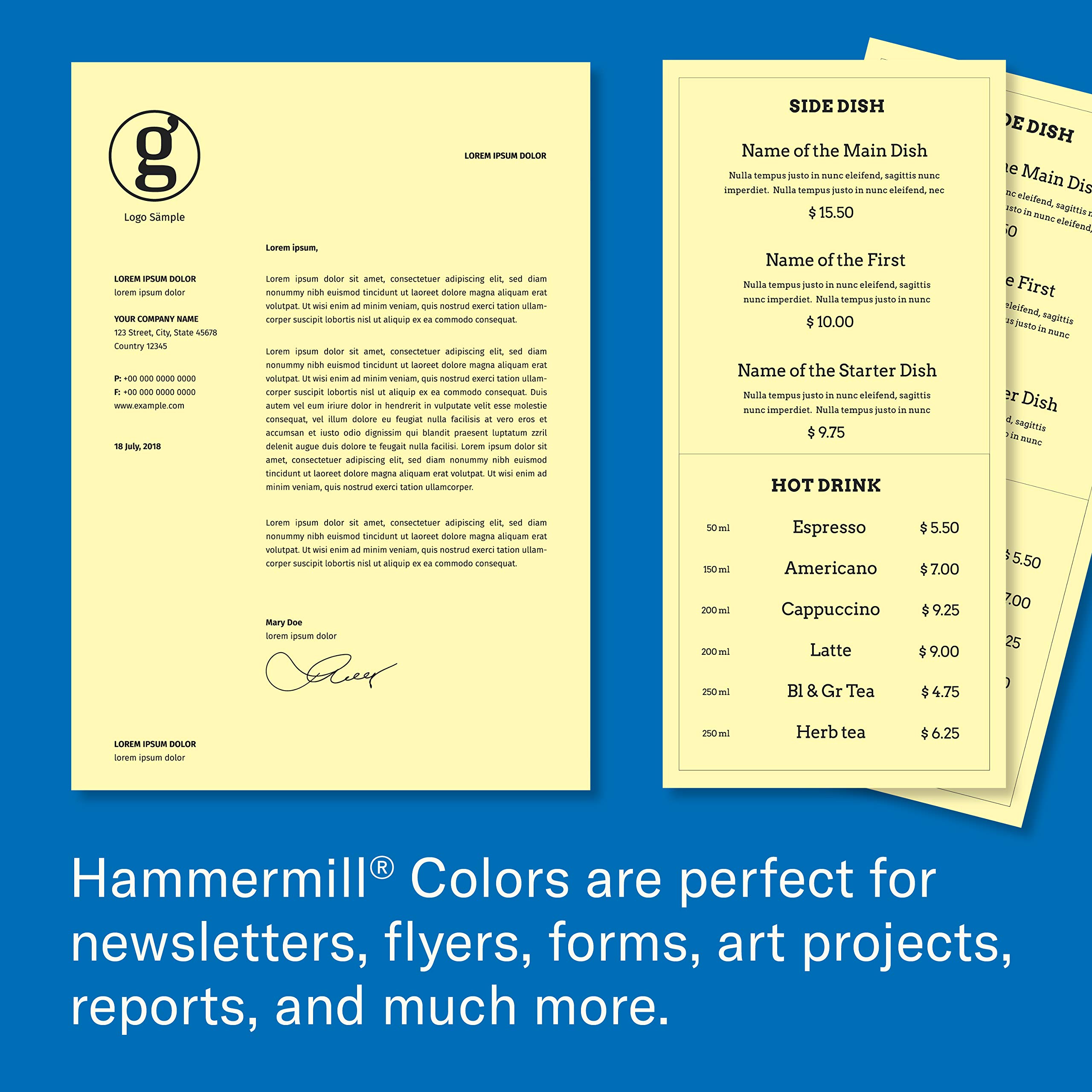 Hammermill 20 lb Canary Colored Printer Paper, 11 x 17 Inches, 500 Sheets per Ream - Pastel Paper for Flyers, Invitations & Crafts | Made in USA (102152R)