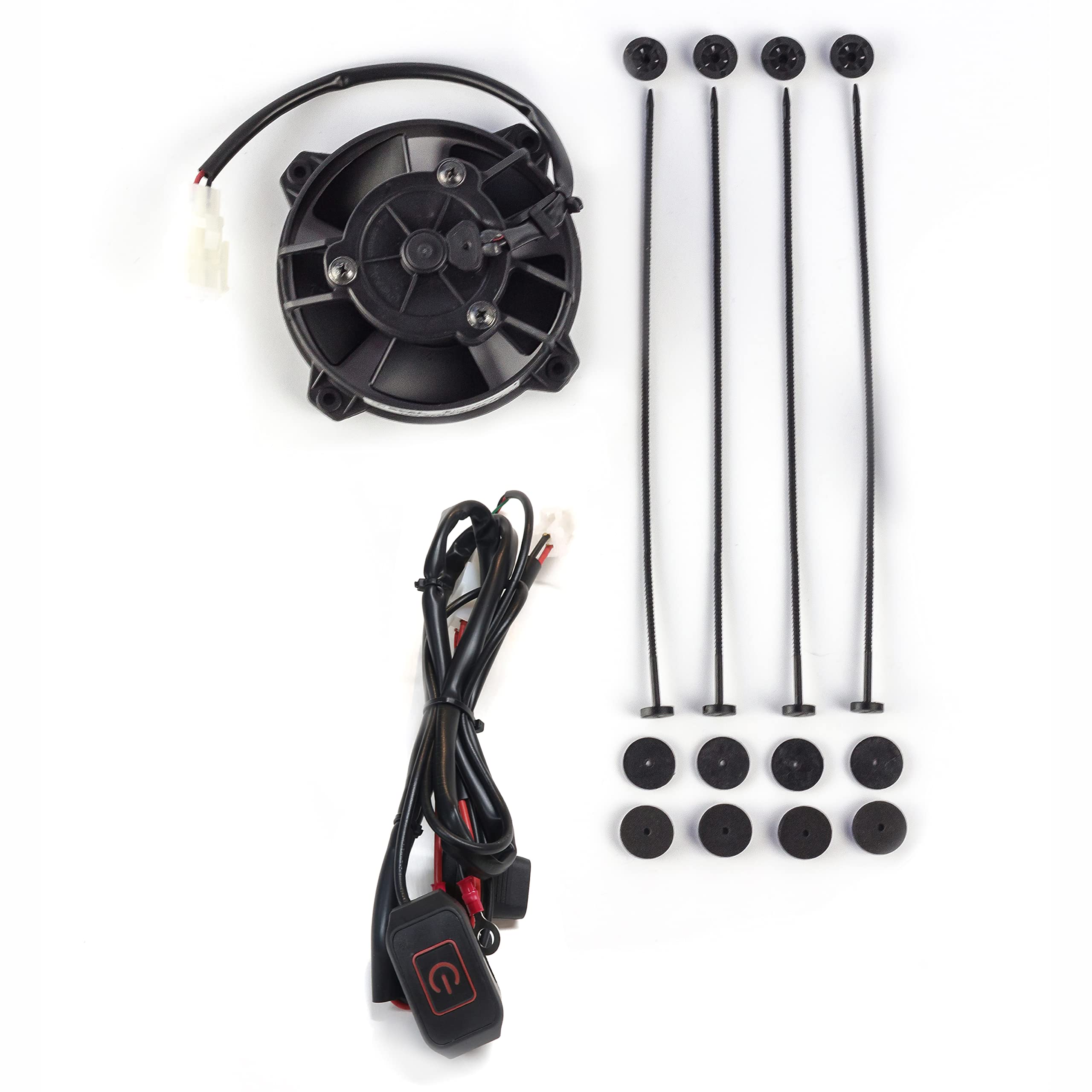 EXED Parts - Original SPAL Radiator Cooling Fan with Universal Mounting Kit & Waterproof LED Switch for 2/4 Stroke Dirt Bikes (Red) - Off-Road Motorcycle Cooling System Upgrade for Motocross, Enduro & Trail Riding