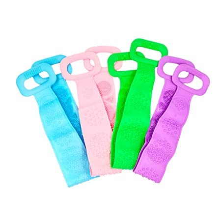 Premium Silicone Body Scrubber - Exfoliating Bath Brush Belt for Deep Cleansing, Dead Skin Removal & Massage - Soft Shower Scrubber for Men & Women (Multicolor) - Perfect for Spa, Shower & Travel Use