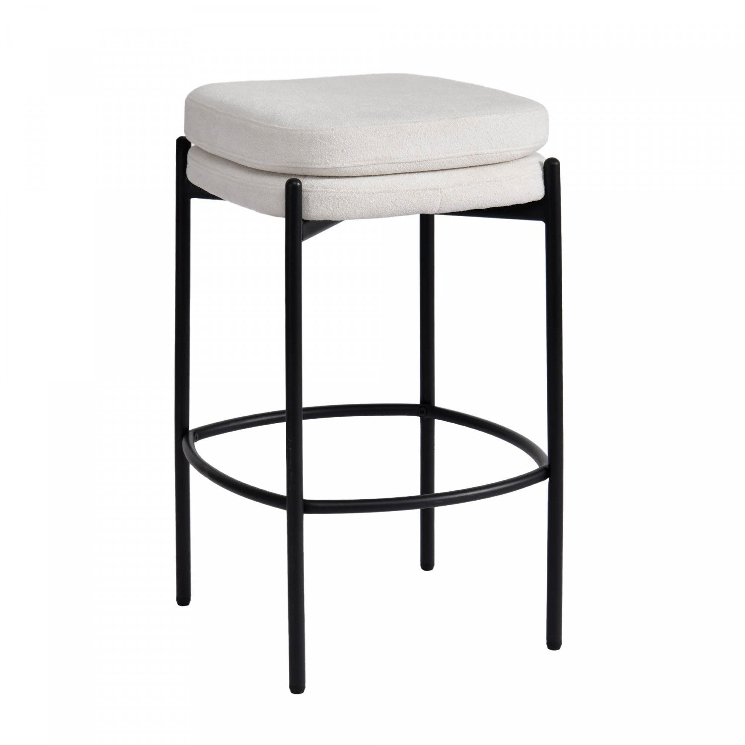 Caelen Counter Stool Set of 2 - Modern Kitchen Bar Stools with Padded Seat, Oatmeal Fabric Upholstery - Perfect for Breakfast Nook, Kitchen Island & Home Bar Decor