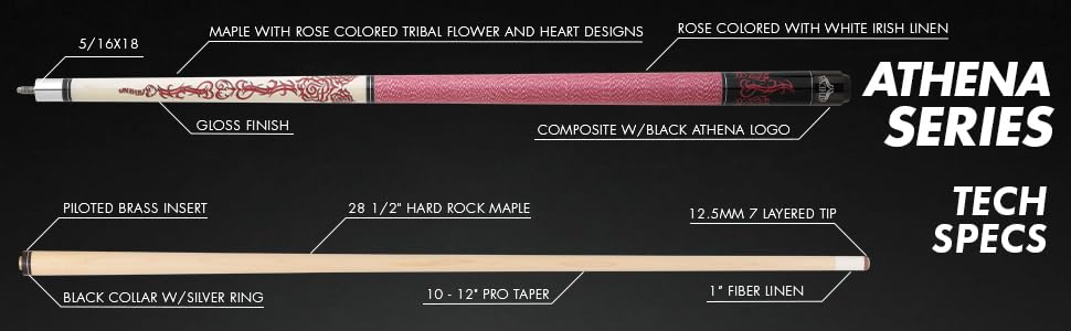Athena ATH34 Tribal Heart Pool Cue Stick - Premium Billiards Cue for Professional & Recreational Players - Perfect for Pool Halls, Game Rooms & Home Use