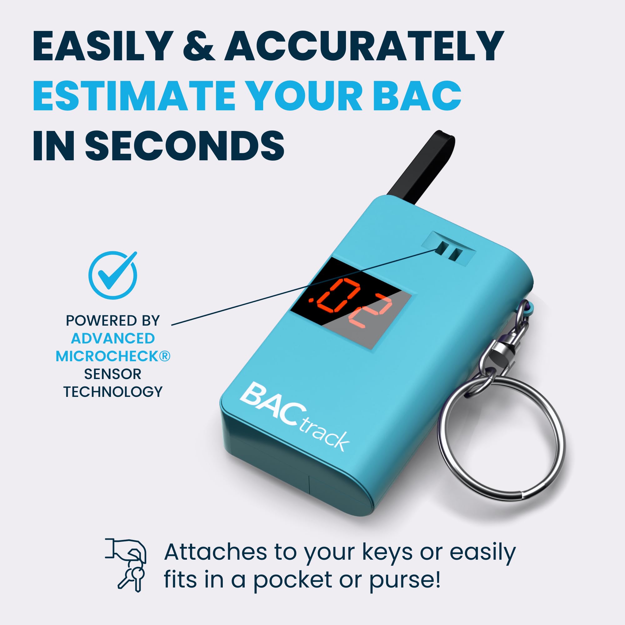 BACtrack Keychain Breathalyzer (Blue) - Ultra-Portable Personal Alcohol Tester with Keyring | Accurate BAC Detection for Parties, Driving Safety & Workplace Testing