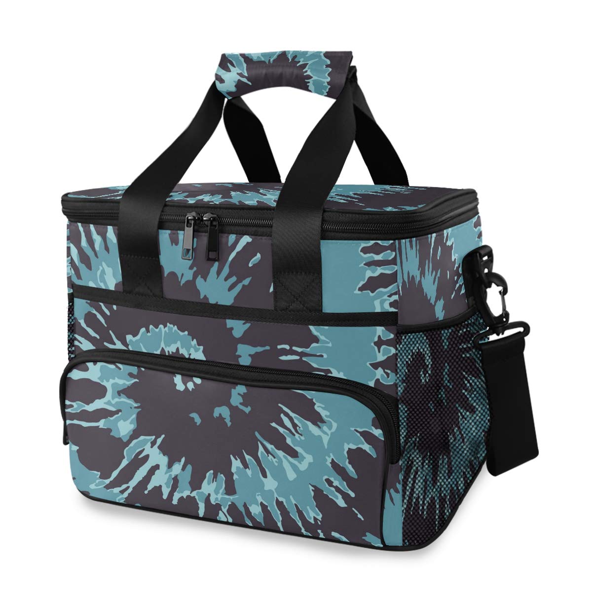 ALAZA Blue Tie Dye Large Insulated Cooler Lunch Bag - Waterproof Picnic Cooler for Camping, Beach, BBQ & Outdoor Activities | Perfect for Family Outings, Tailgating & Work Lunches
