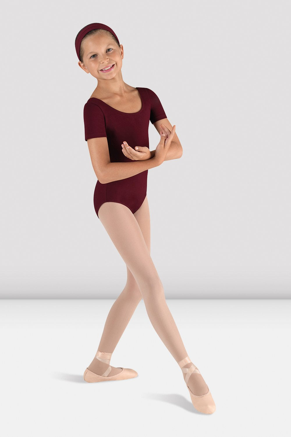 Girls Ballet Leotard Short Sleeve Round Neck Dancewear - Perfect for Ballet Class, Dance Practice & Recitals