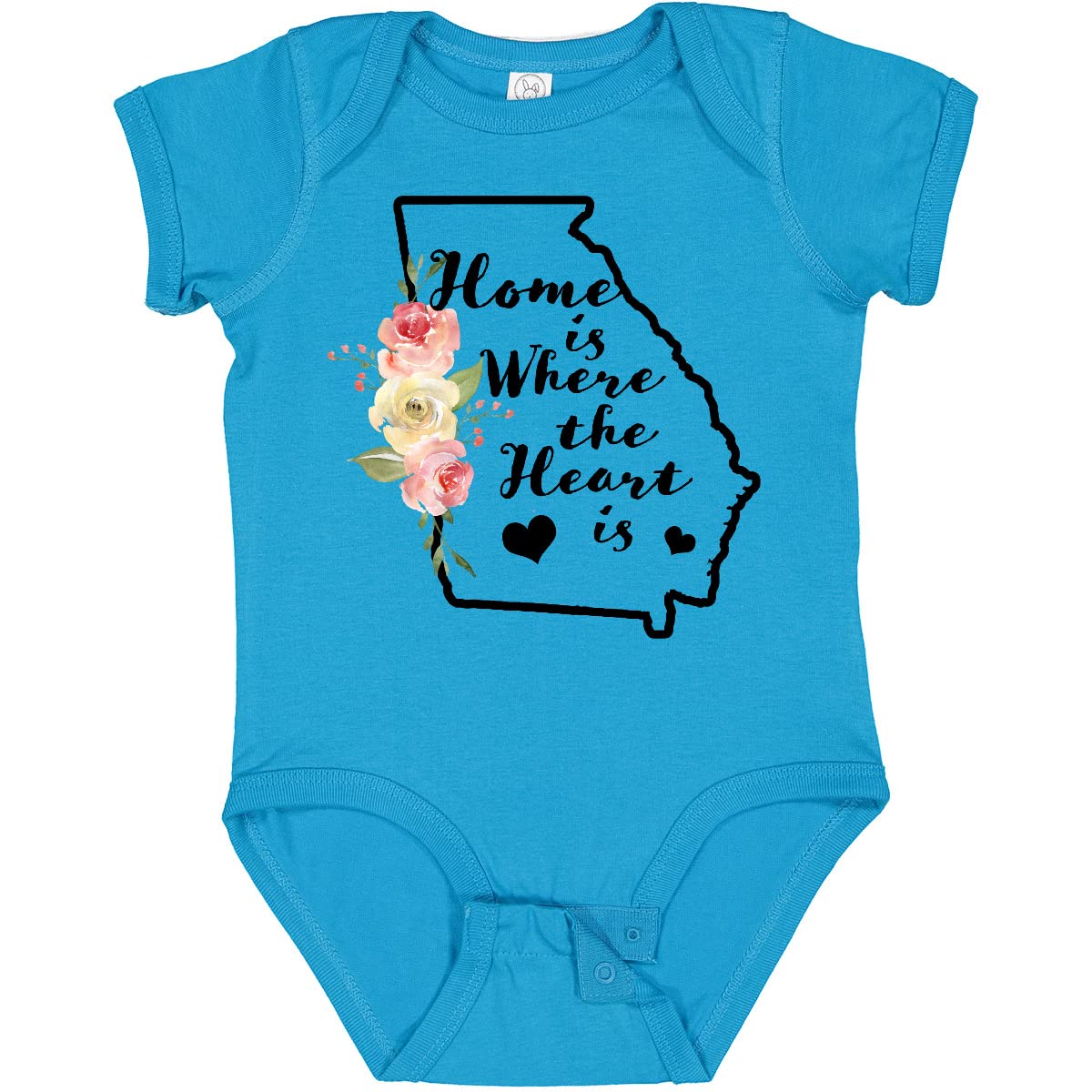 Inktastic Georgia Home Where The Heart Is Watercolor Floral Baby Bodysuit - Soft Cotton Onesie for Newborns & Infants, Perfect for Family Photos, Baby Showers & Everyday Wear