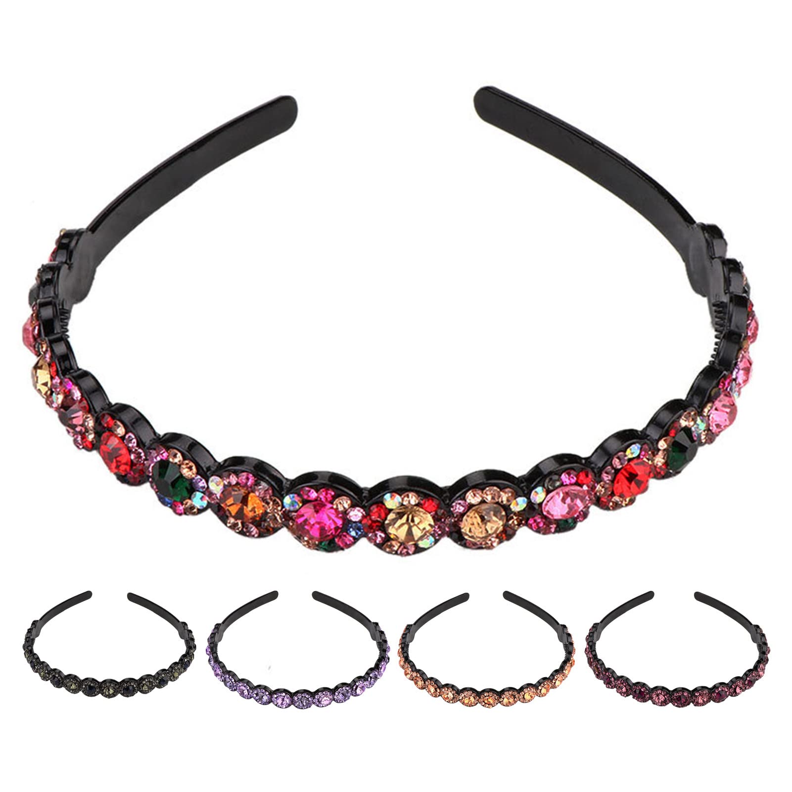 Andifangqi Shiny Rhinestone Hair Clips for Women - Non-Slip Reusable Narrow Headband Hair Accessories for Girls (Perfect for Parties, Weddings & Daily Styling)