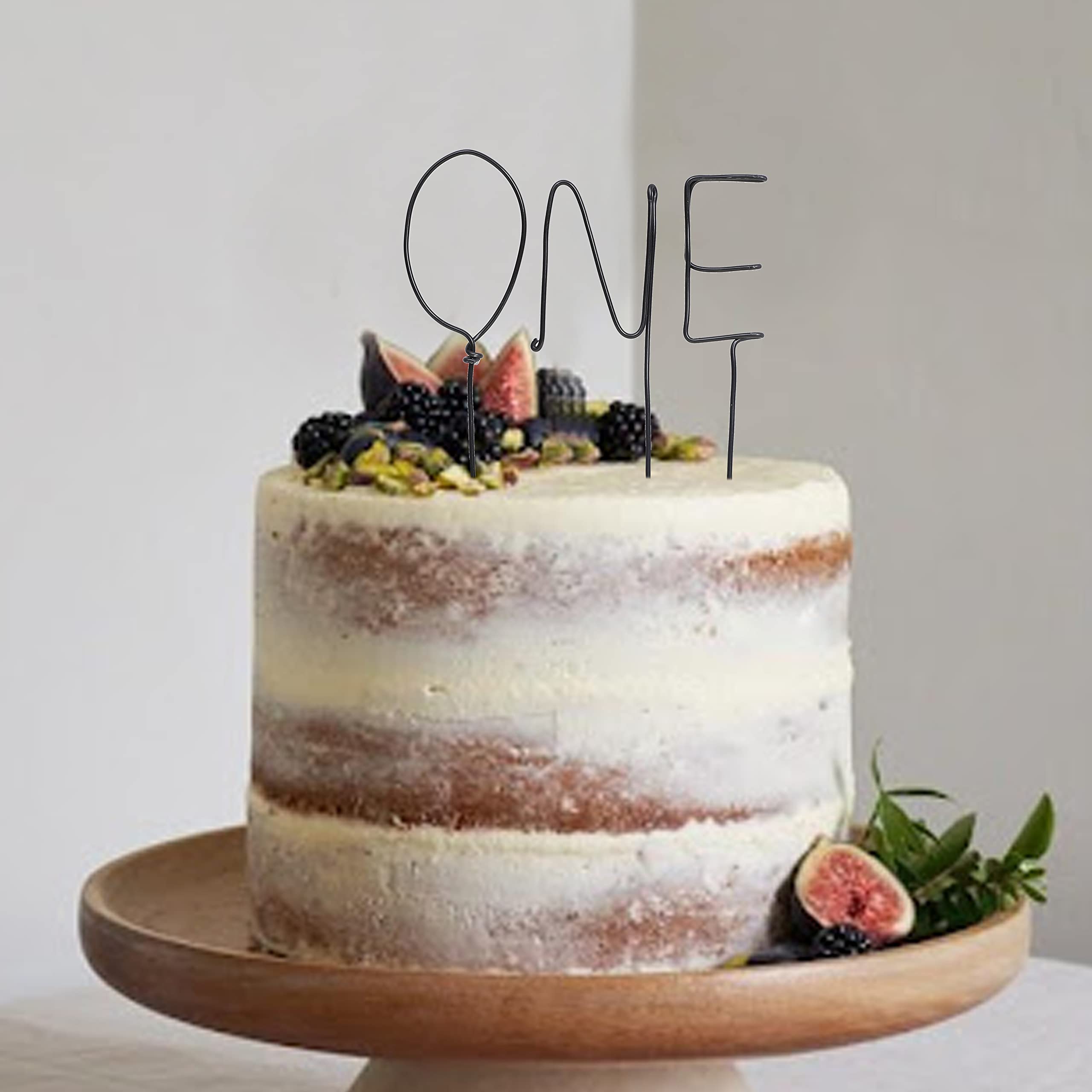 Modern Black Wire Cake Topper for 1st Birthday Party Decorations - Elegant Cake Smash & Baby Shower Photo Props - Perfect for First Birthday Celebrations, Gender Reveals, and Special Occasions