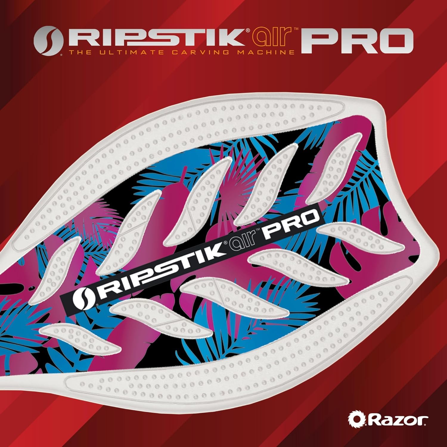 Razor RipStik Ripster Air Pro Waveboard - Lightweight Caster Board for Kids & Teens Ages 8+, Supports Up to 220Lbs (100KG), White Special Edition - Perfect for Skate Parks, Sidewalks & Backyard Riding
