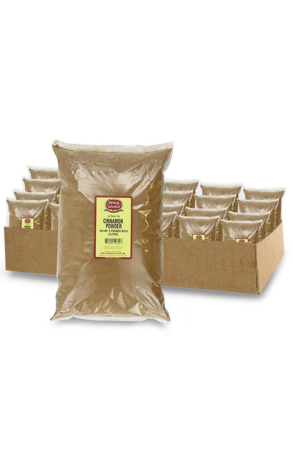 Organic Cinnamon Powder 5lb Bulk Bag | Premium Ground Cassia Cinnamon for Baking, Cooking & Drinks | Ideal for Coffee, Tea, Oatmeal, Desserts & Spice Blends | Non-GMO, Gluten-Free | By Spicy World (4-Pack)