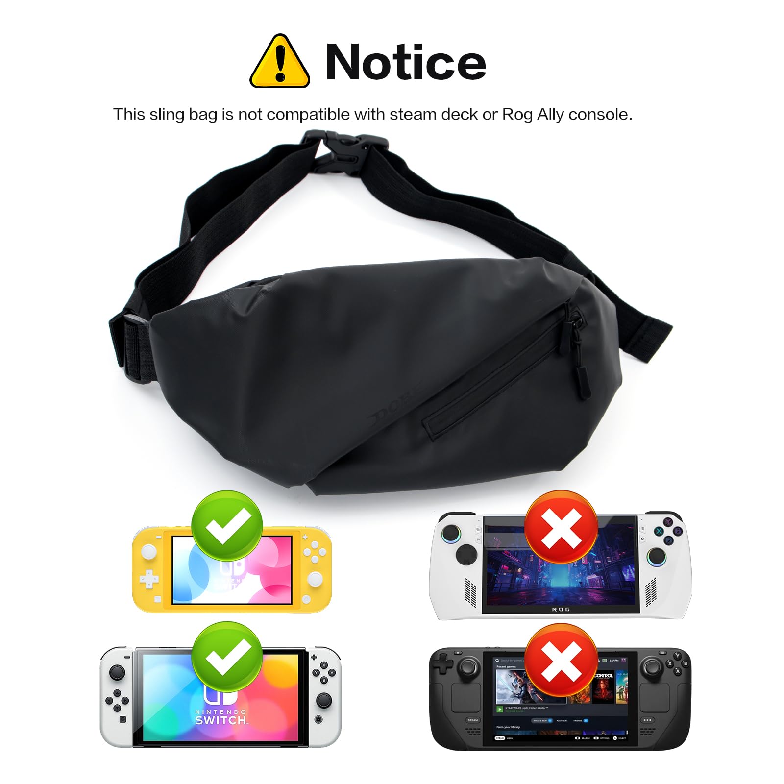 ECHZOVE Waterproof Travel Backpack for Nintendo Switch/Lite/OLED - Portable Shoulder Chest Gaming Bag with Storage for Console, Dock & Joy-Cons Accessories - Perfect for Commuting, Travel & Outdoor Gaming