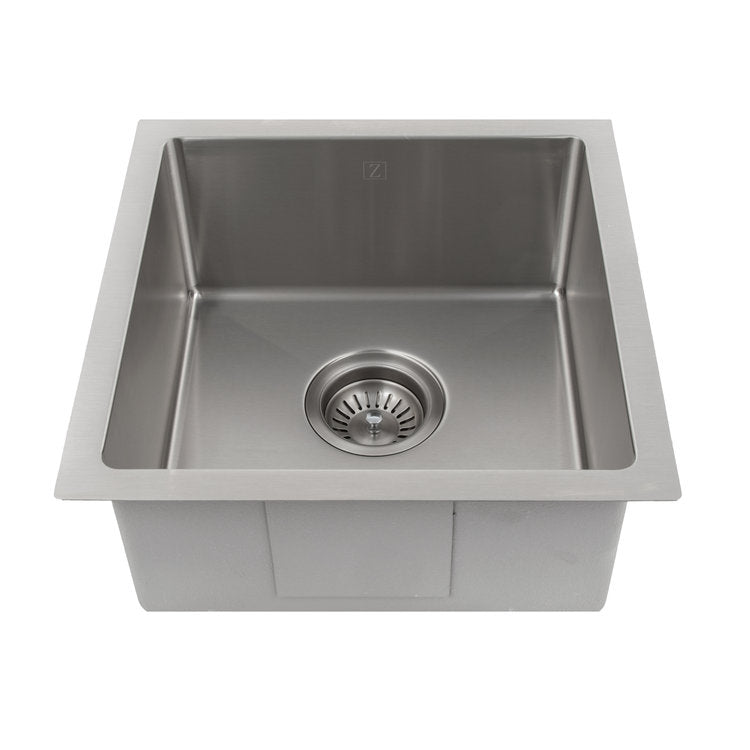 ZLINE Boreal 15-Inch Undermount Single Bowl Stainless Steel Kitchen Sink - SUS 15 - Perfect for Bar, Prep, and Small Space Kitchens