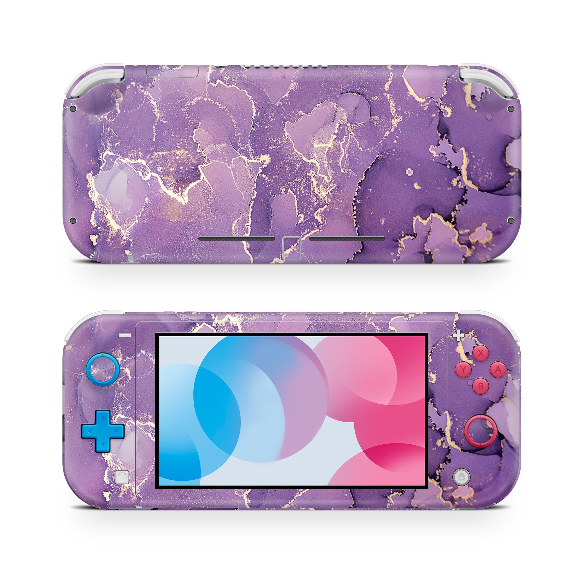 ZOOMHITSKINS Nintendo Switch Lite Skin - Lavender Rock Purple Golden Gem Granite Marble Design | 3M Vinyl Protective Cover | Durable & Precise Fit | Easy to Install | Made in USA | Perfect for Gaming Protection & Personalization