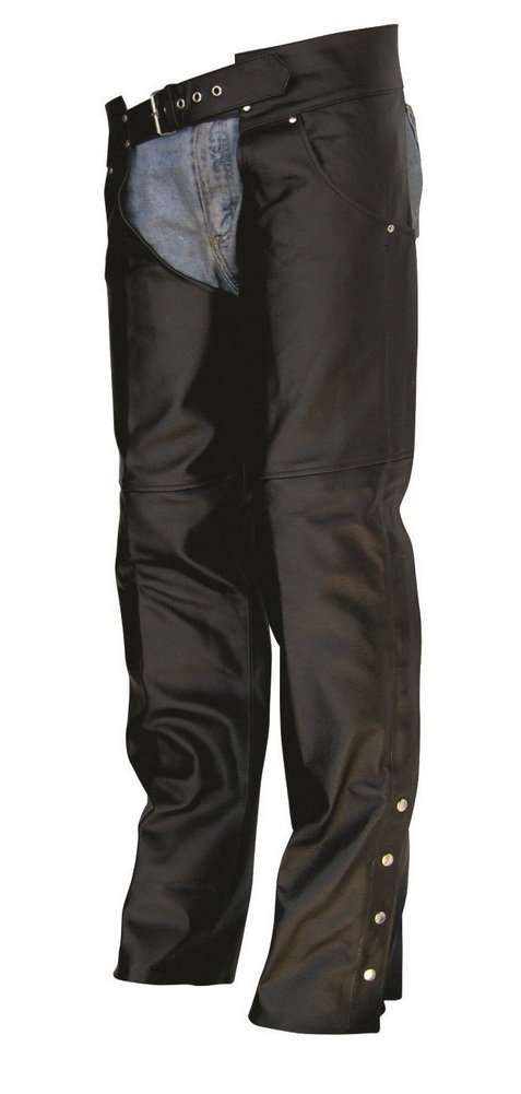 AL2405 Unisex Black Leather Chaps for Adults - XX-Large Size | Perfect for Motorcycle Riding, Biker Fashion & Costume Parties