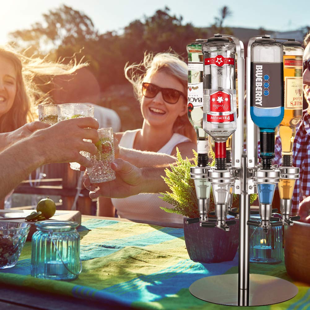 Premium 6-Bottle Rotating Liquor Dispenser - Professional Bar Station with Bottle Holder - Perfect for Home Bars, Parties & Restaurants