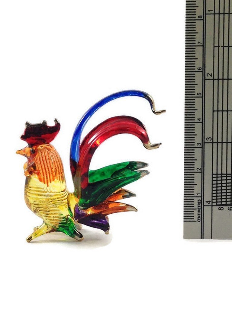 Hand-Blown Clear Glass Crystal Chicken Figurine - Tiny Art Hen Sculpture for Animal Collections & Home Decor | Perfect for Display, Gifts, and Farmhouse Decor