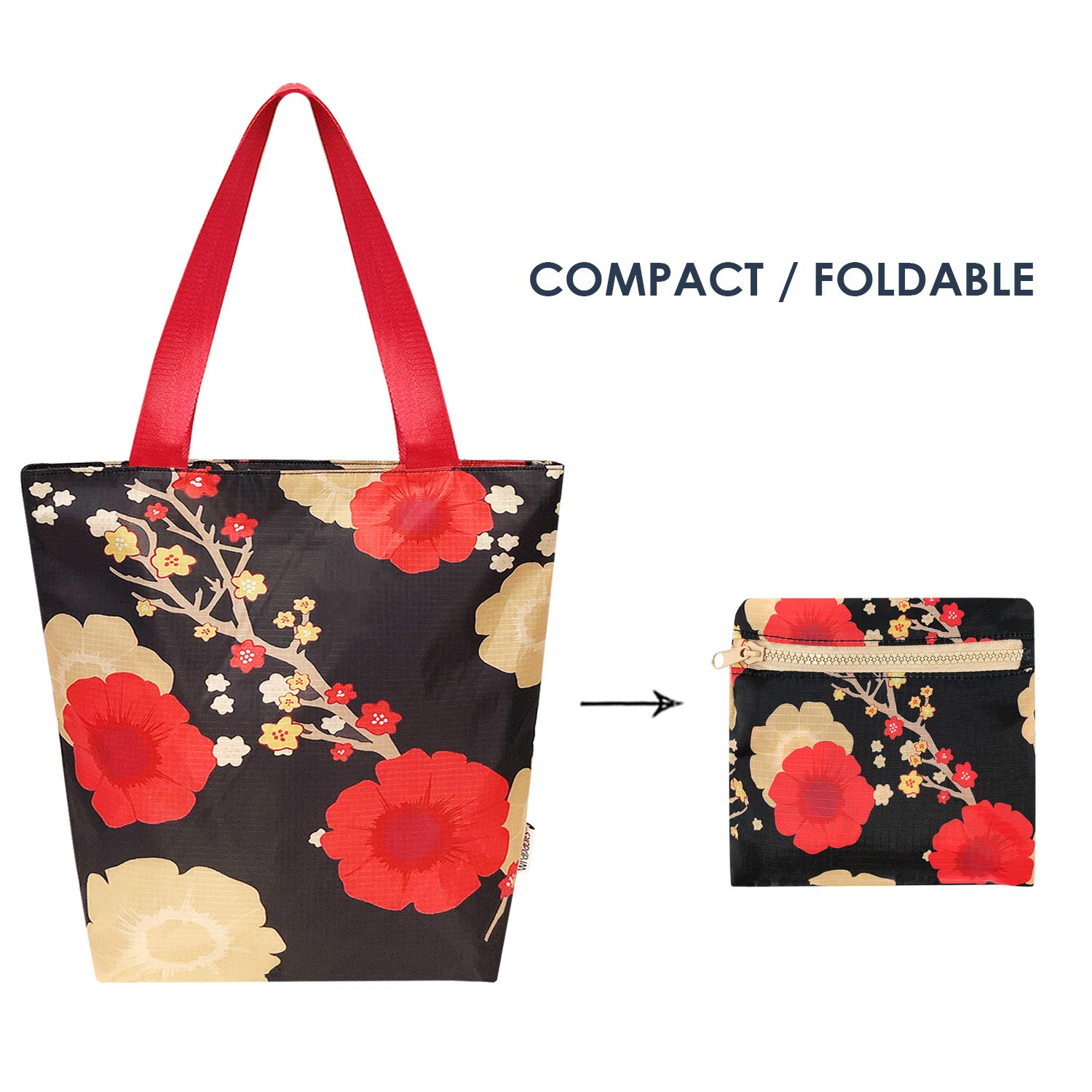 Allydrew Foldable Lightweight Tote Bag - Durable Ripstop Polyester Reusable Shopping Bag for Women & Men - Perfect for Travel, Gym, Beach, Work & Everyday Use