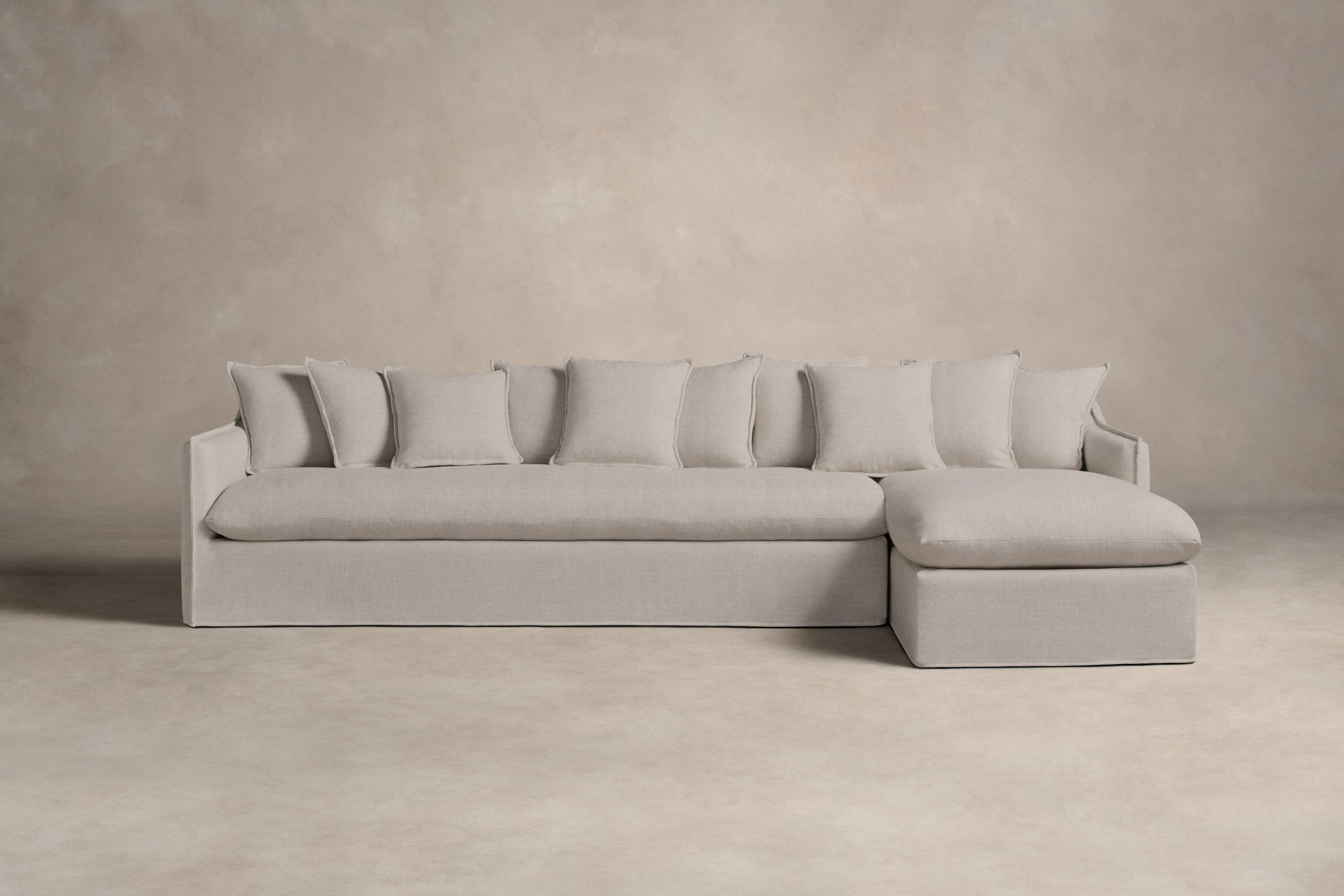Premium Performance Linen Weave Cloud Dune Sectional Sofa - Modern Comfortable Living Room Furniture for Home Theater & Family Gatherings