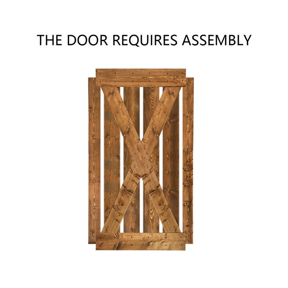 TMS X Series Solid Knotty Pine Wood Sliding Barn Door with Hardware Kit - 84