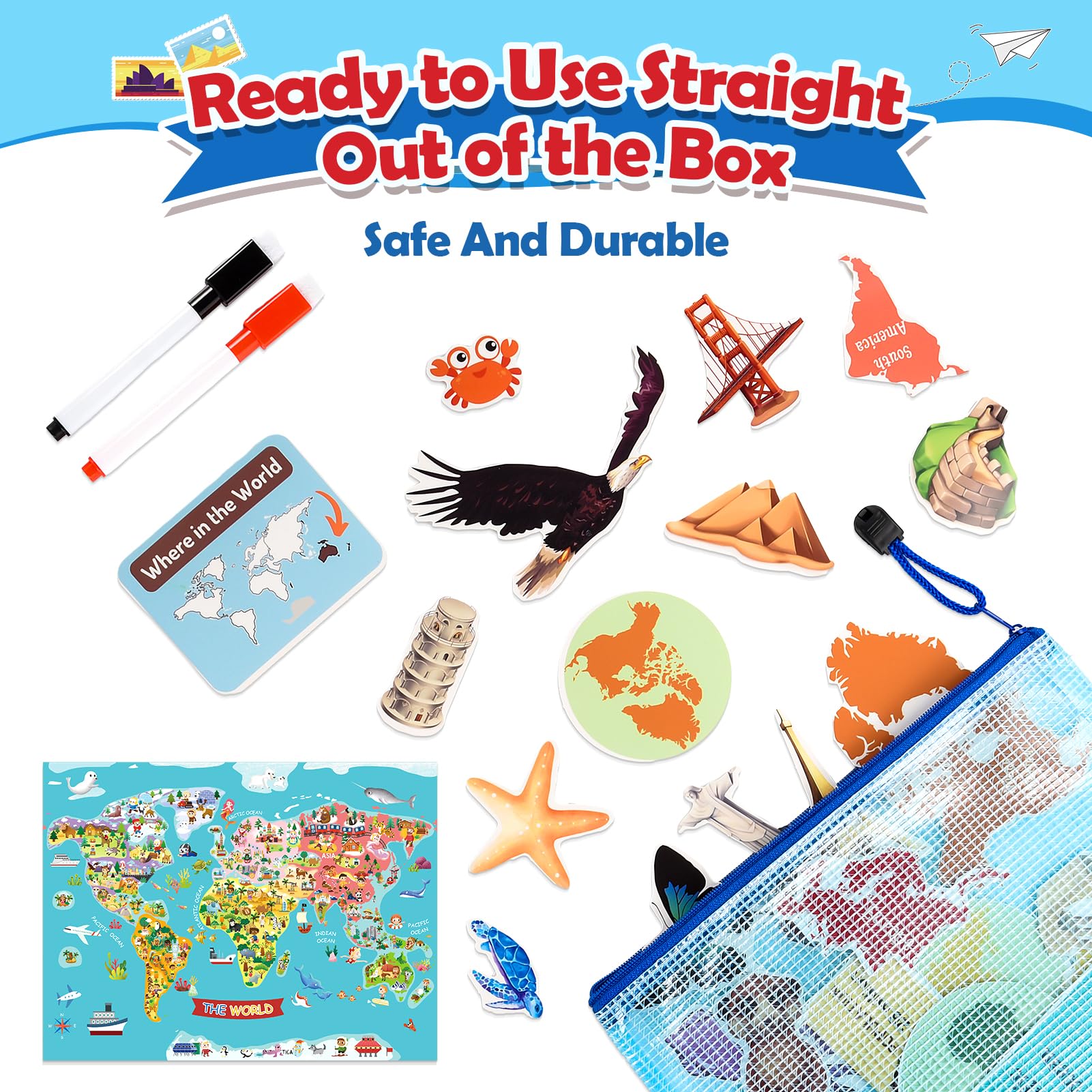 Educational Geography Busy Book for Kids Ages 3-8 - Interactive Sensory Learning Toys for Preschool Boys & Girls - STEM Travel Activity Book - Perfect Easter Gift for 5-7 Year Olds | Great for Road Trips, Classroom & Homeschool Learning Activities