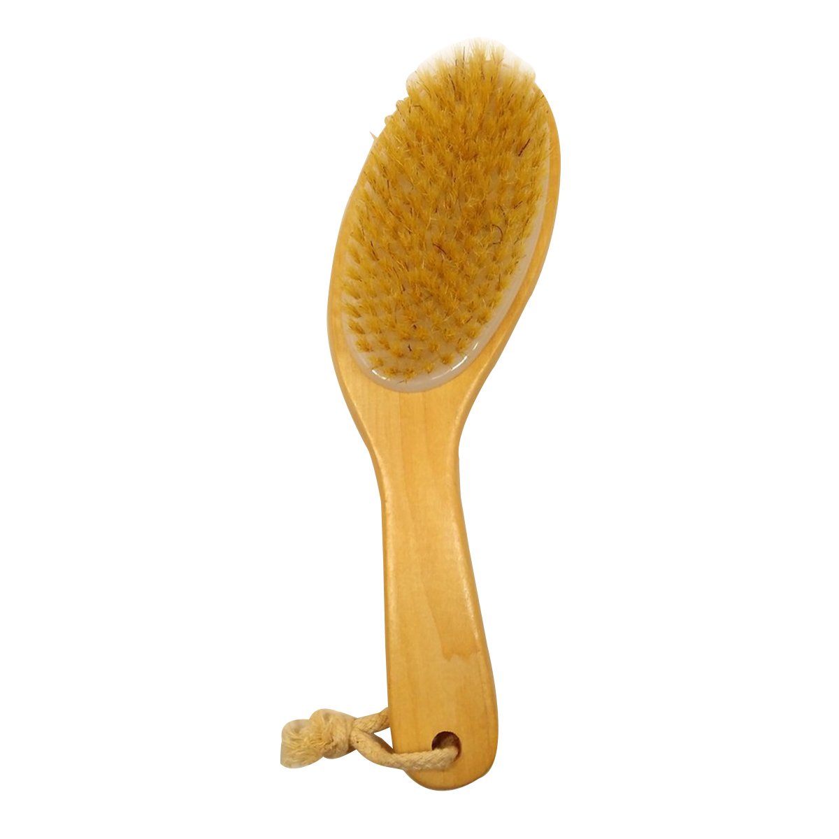 DOITOOL Exfoliating Body Brush with Bent Handle - Natural Wooden Bristle Bath Brush for Dry Brushing & Shower Massage - Perfect for Lymphatic Drainage & Skin Exfoliation