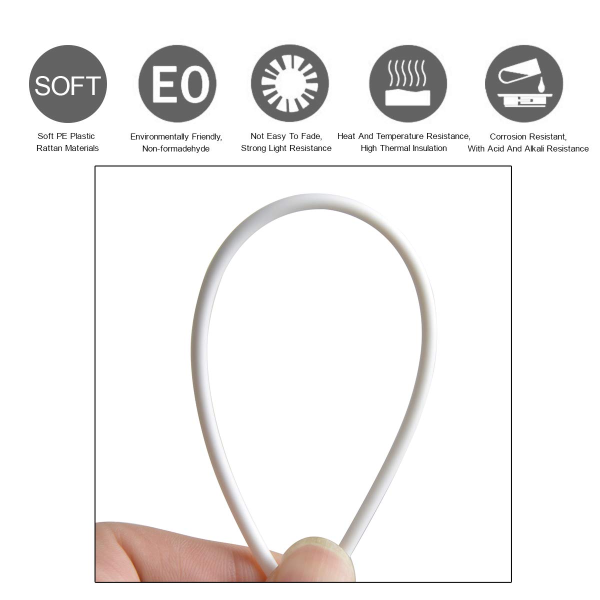 Jweemax 10M Synthetic Rattan Repair Kit - Round Plastic Wicker for DIY Patio Furniture, Chairs, Tables & Baskets - Hand-Woven Outdoor Replacement Material for Home & Garden Decor