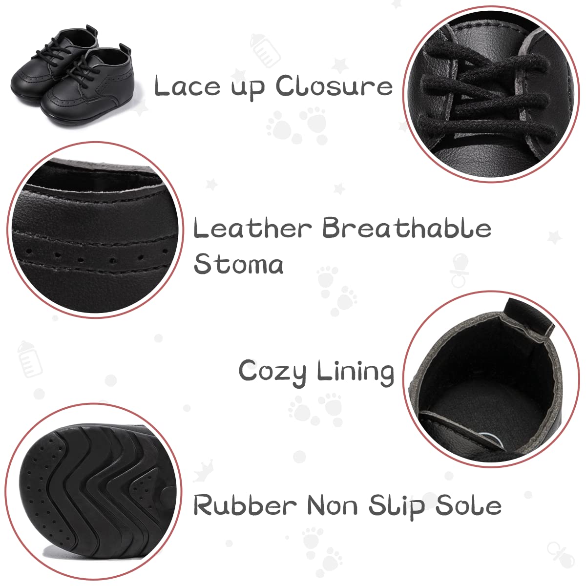 Ohsofy Baby Oxford Shoes - PU Leather Loafers with Soft Sole for Toddlers | Wedding & Dress Occasions