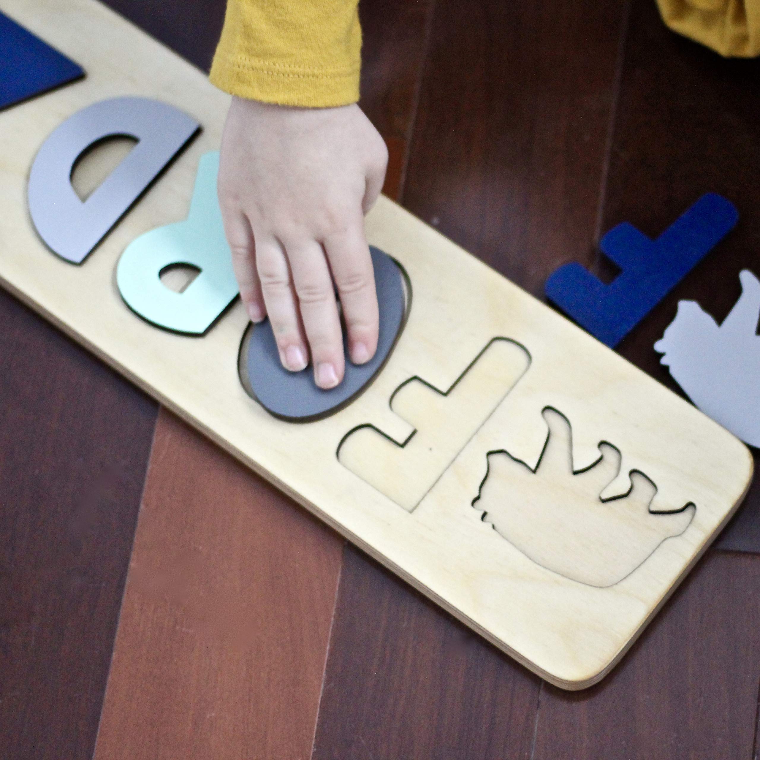 **Personalized Wooden Name Puzzle for Kids - Handmade in USA by Bloom Owl - Custom Baby Gift for Boys & Girls - Montessori Learning Toy - Perfect for Christmas, First Birthday & Educational Play**