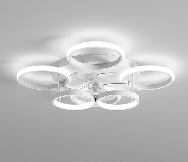 Anyeark 25.6-inch Smart Ceiling Fan with LED Light and Remote Control - 6 Speed Dimmable, Low Profile Flush Mount, Reversible Motor - Perfect for Living Room, Bedroom, Study or Office (White, Assembly Required)