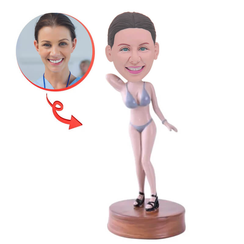 Custom Bikini Bobblehead - Personalized Beach-Themed Bobblehead Figurine for Pool Parties, Bachelorette Gifts & Summer Decor