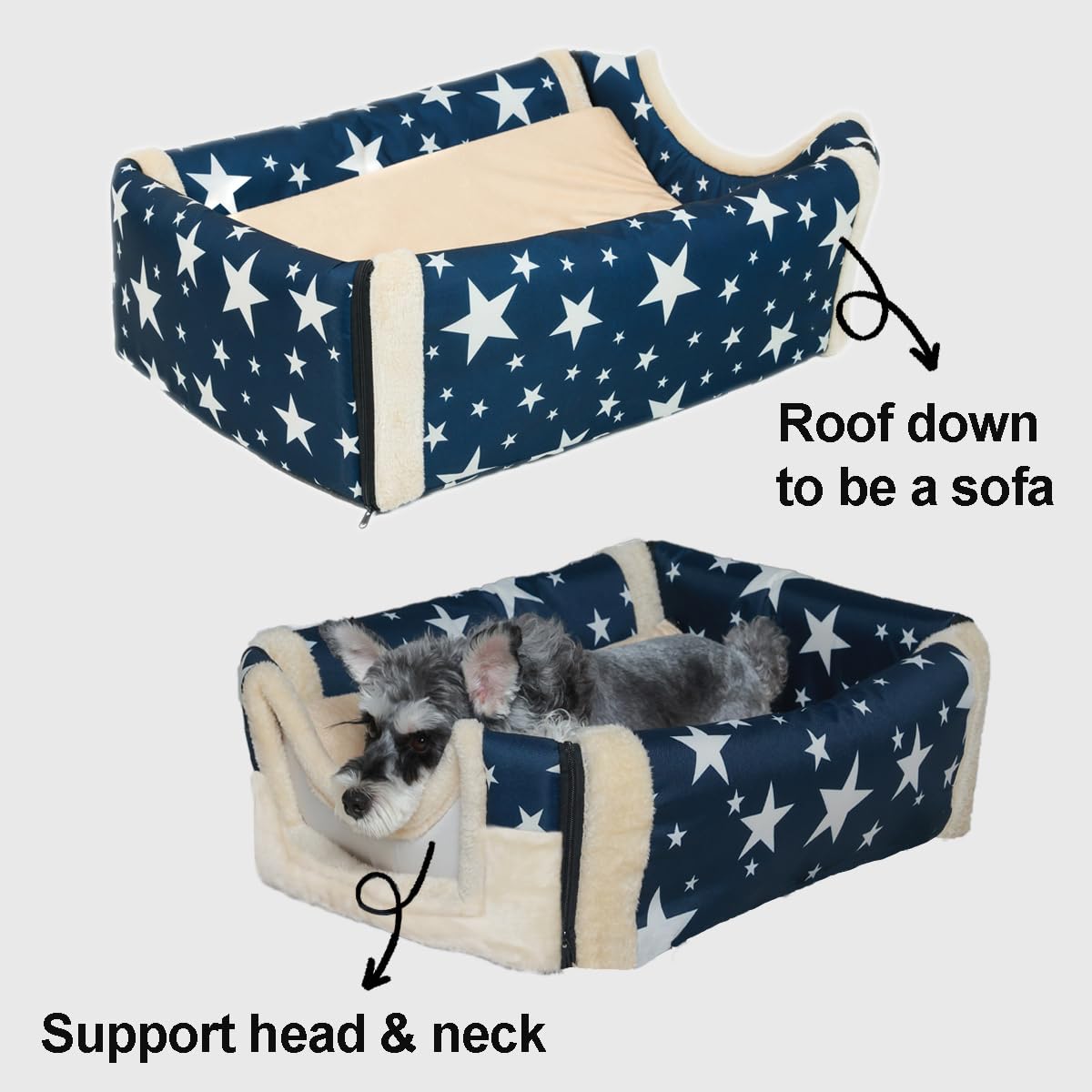 ANPPEX Large Cozy Indoor Dog House with Removable Cushion - Waterproof Covered Pet Bed for Small & Medium Dogs - Perfect for Living Room, Bedroom or Patio Use