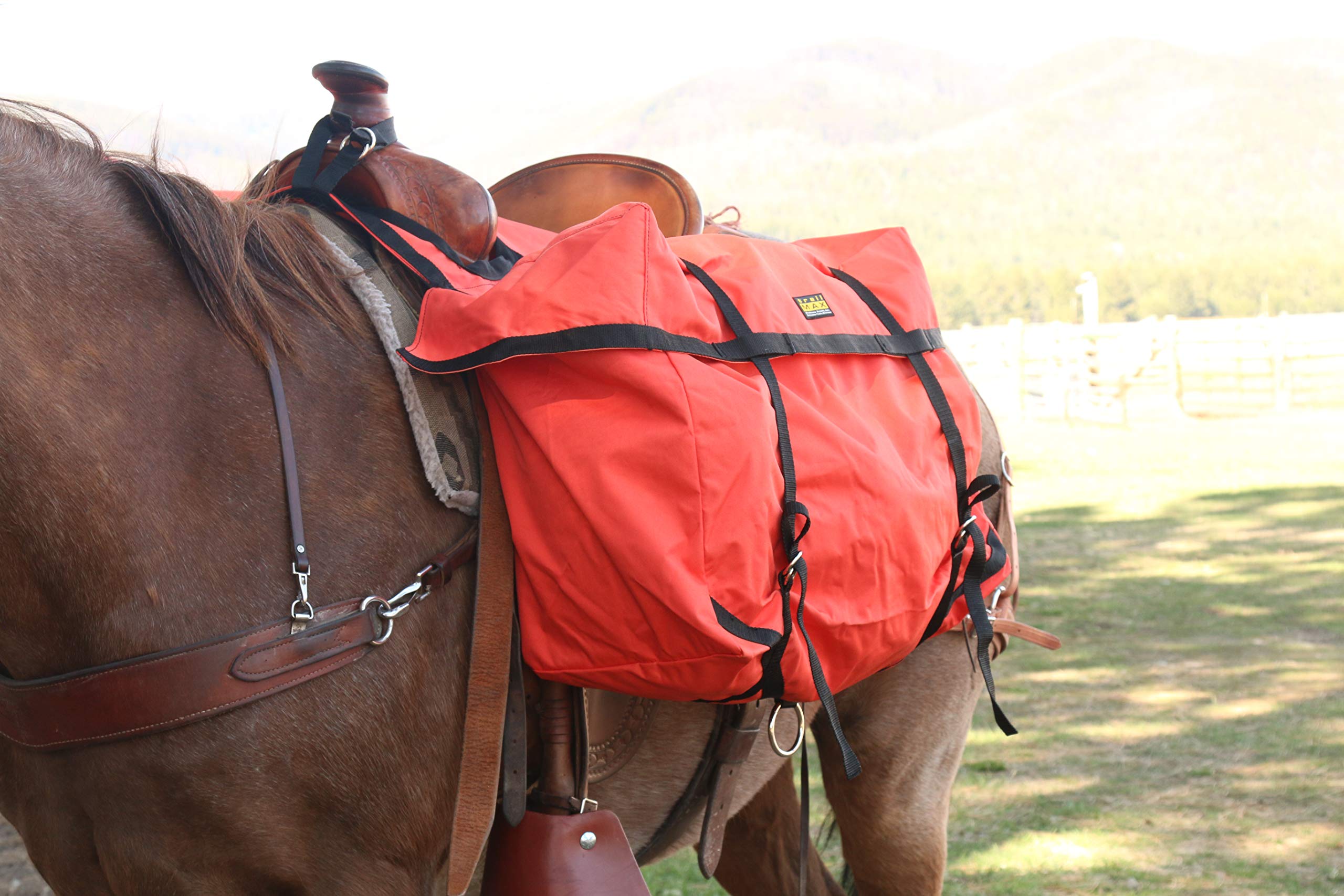 TrailMax Durable Over-The-Saddle Pannier Bags for Western Riding Saddles - Perfect for Hunting, Camping & Horse Packing Gear - Heavy Duty Brown Saddlebags for Equestrian Adventures & Outdoor Exploration