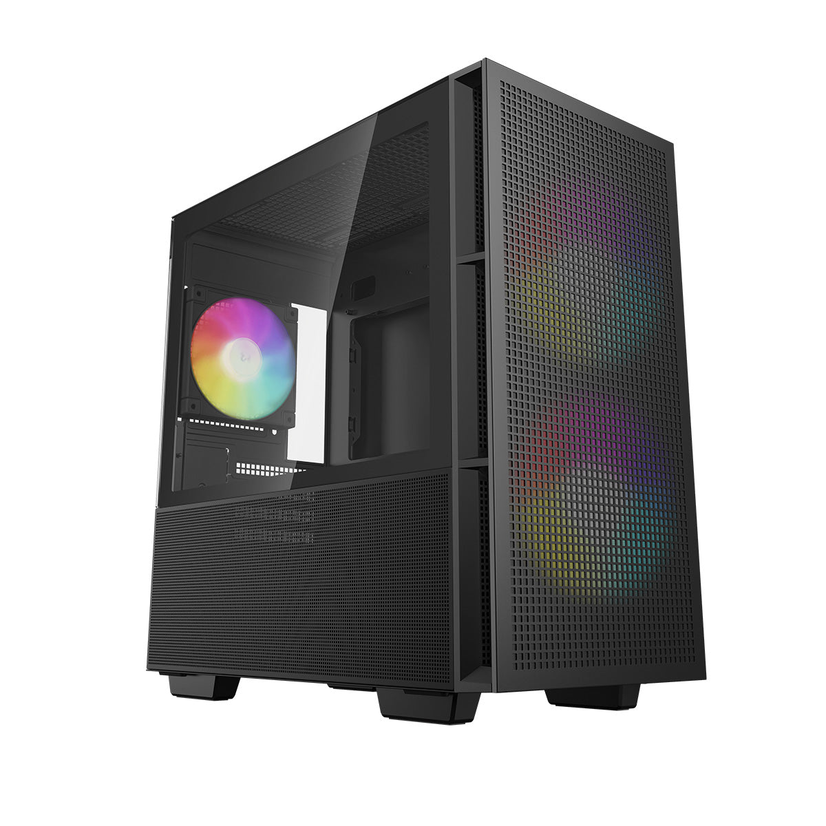 Deepcool CH360 ARGB Black Mini Tower PC Case - Compact Gaming PC Case with Tempered Glass & RGB Lighting for Home/Office Gaming Setup