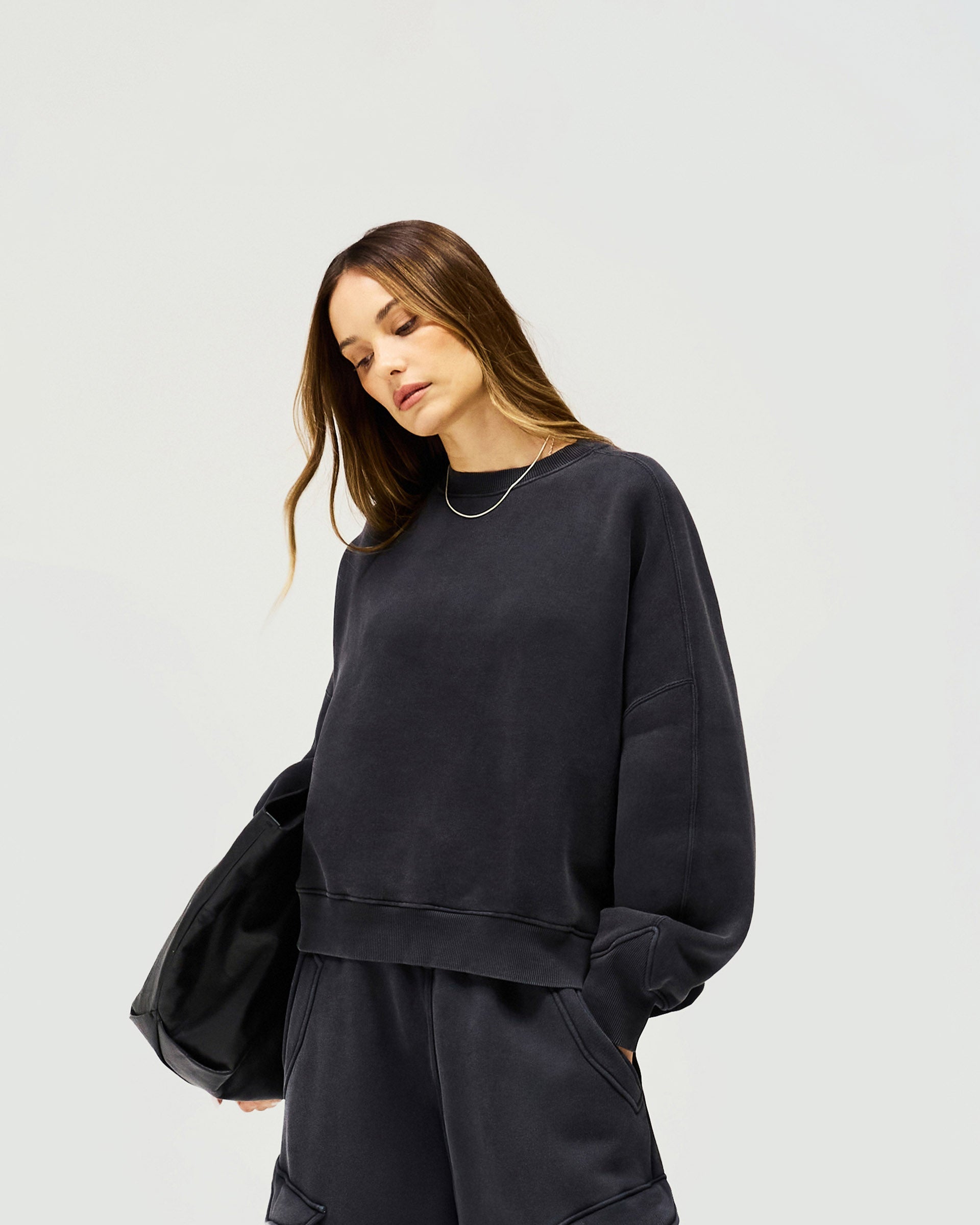 Initial V Notch Sweater - Washed Black | Stylish Casual Pullover for Men | Perfect for Fall & Winter Outfits