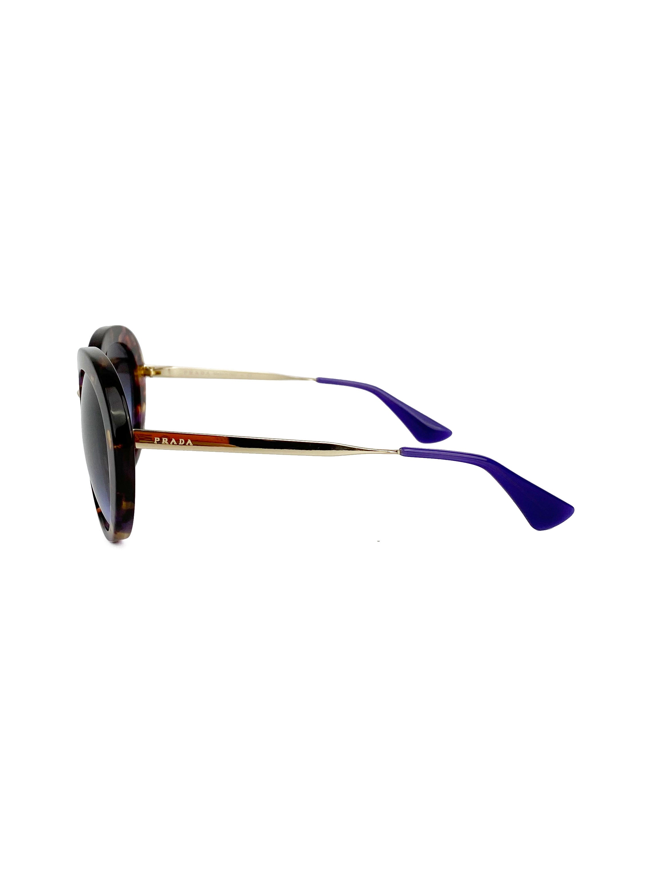 Prada SPR16Q Large Round Tortoiseshell Sunglasses for Women - Classic Designer Shades for Beach, Driving & Fashion Outfits