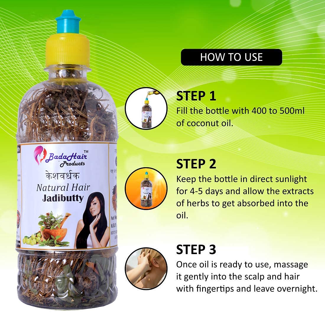 BADAHAIR® Herbal Hair Oil for Hair Growth & Dandruff Control - Natural Ayurvedic Treatment with 21 Herbs (65g) - Perfect for Daily Scalp Massage & Hair Care Routine