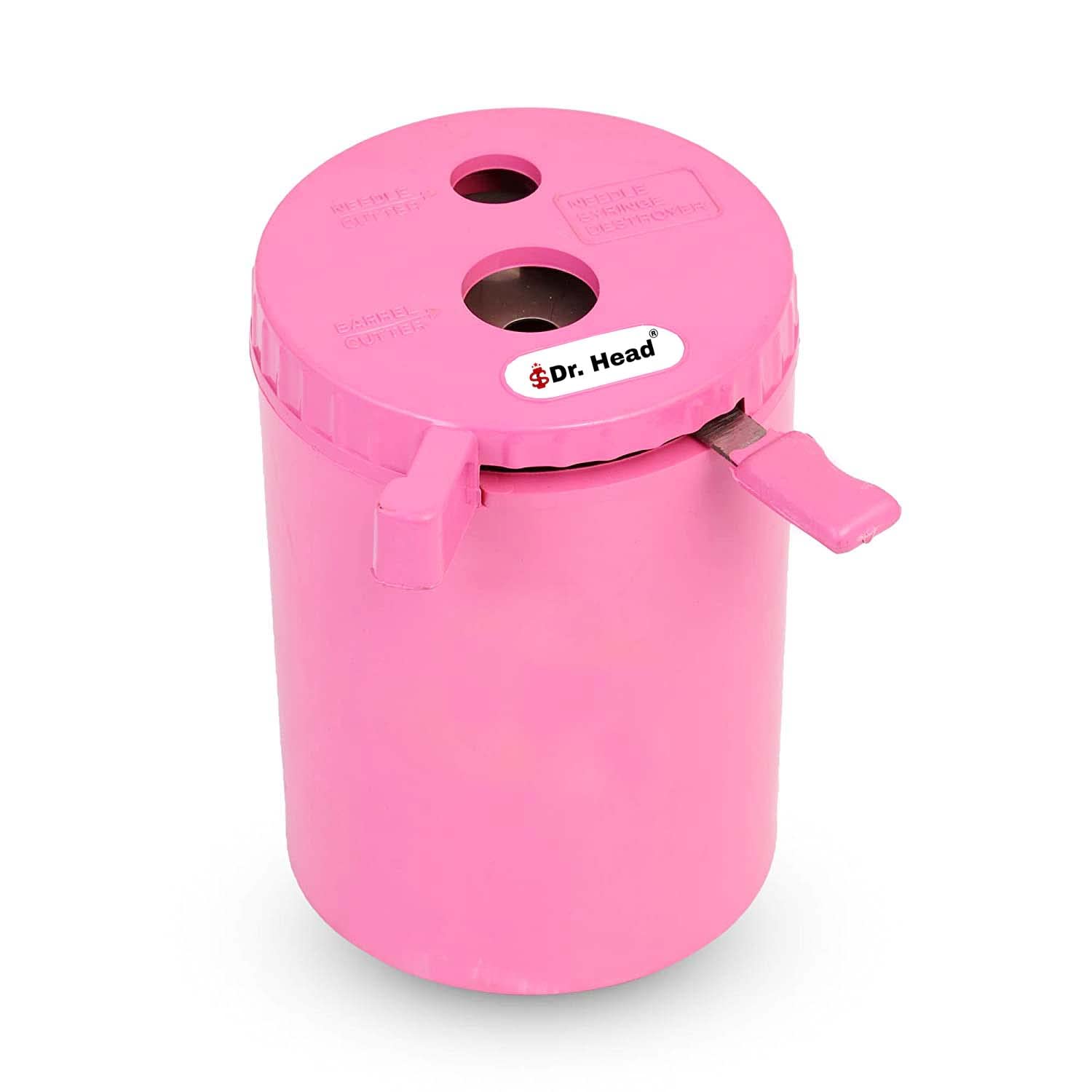 Dr. Head Manual Needle Destroyer & Syringe Cutter - ABS Body with Heavy Duty Stainless Steel Alloy Blade - Safe Medical Hub Cutter for Hospitals, Clinics & Home Use (Pink)