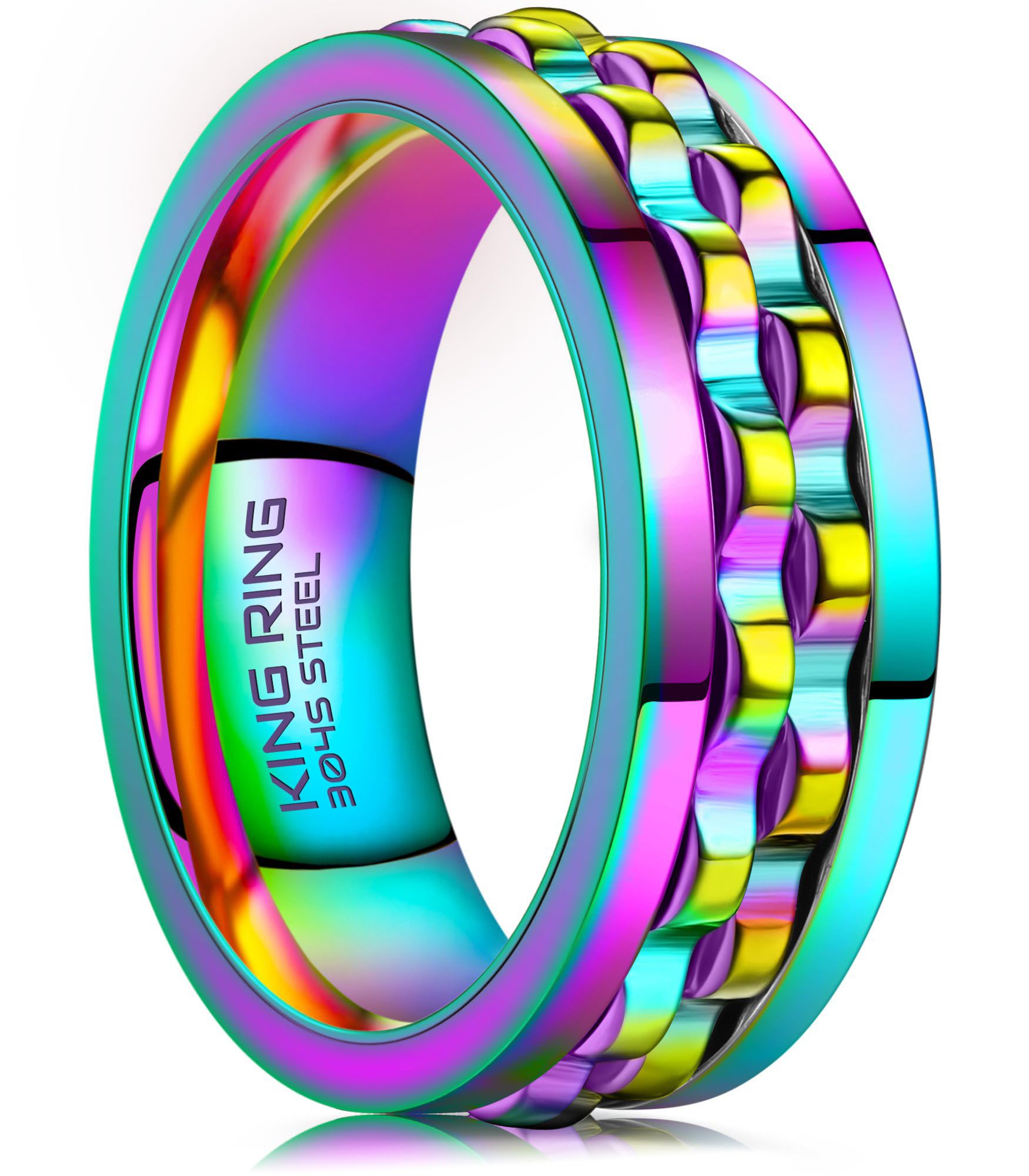 8mm Gear Spinner Rings for Men & Women - Ultra Polished Fidget Ring for Anxiety Relief & Stress Relief - Perfect for Office, Travel & Daily Focus - Designed in USA