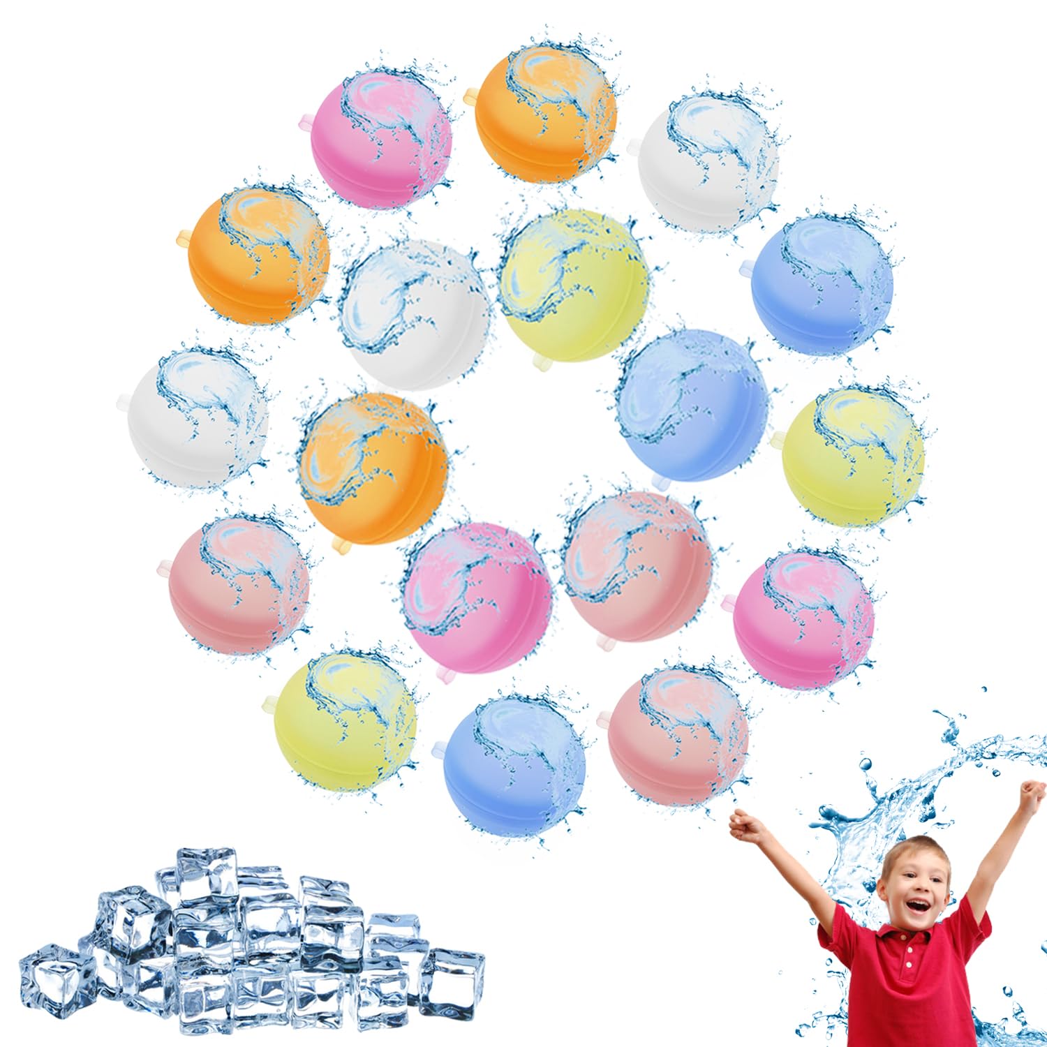 Amebleak 18-Pack Reusable Water Balloons, Fast-Fill Silicone Water Bombs for Kids & Adults - Perfect for Water Parks, Pool Parties, Family Fun, Outdoor Summer Games & Backyard Water Fights