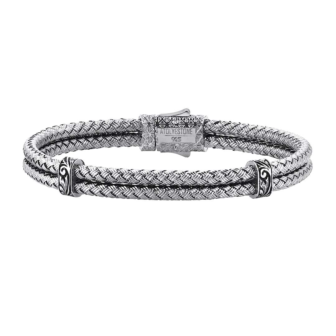 ATOLYESTONE 925 Sterling Silver Men's Bangle - Classic Jewelry for Gifts & Parties