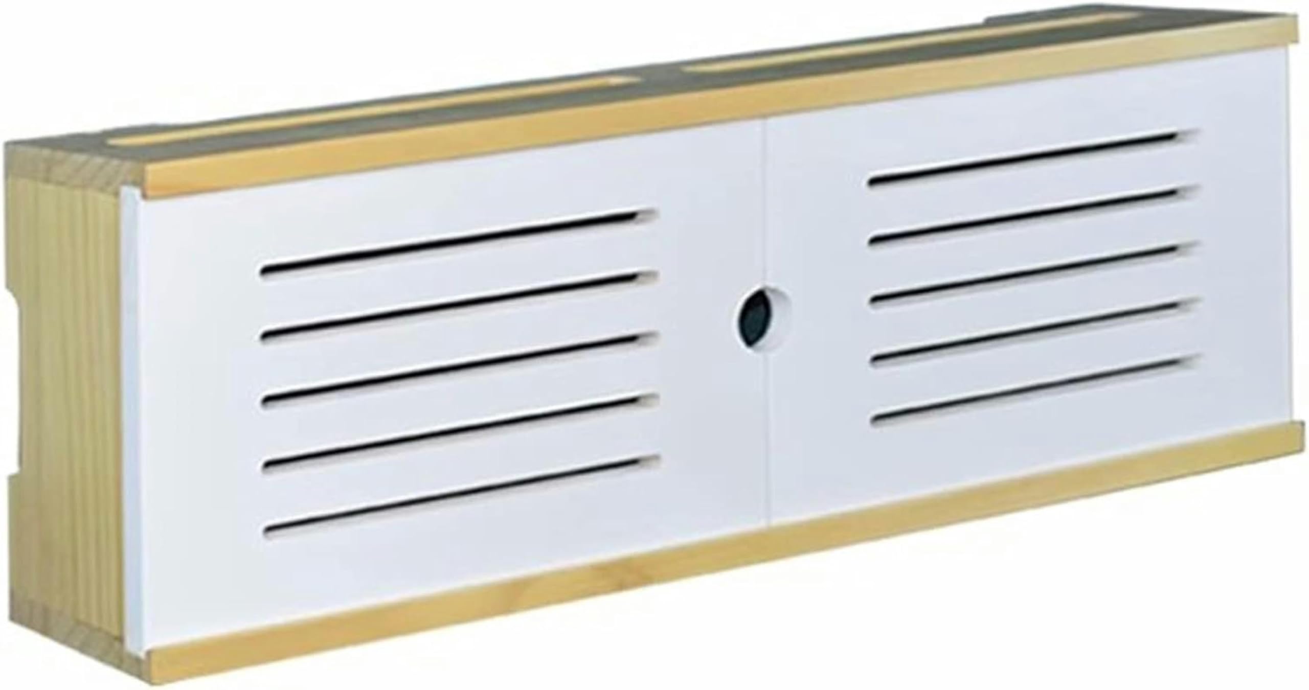 Wooden WiFi Router Storage Box with Sliding Doors - Wall Mounted Multimedia Organizer for Router, Set-top Box & Electronics (60cm) - Perfect for Living Room, Office & Home Theater Cable Management