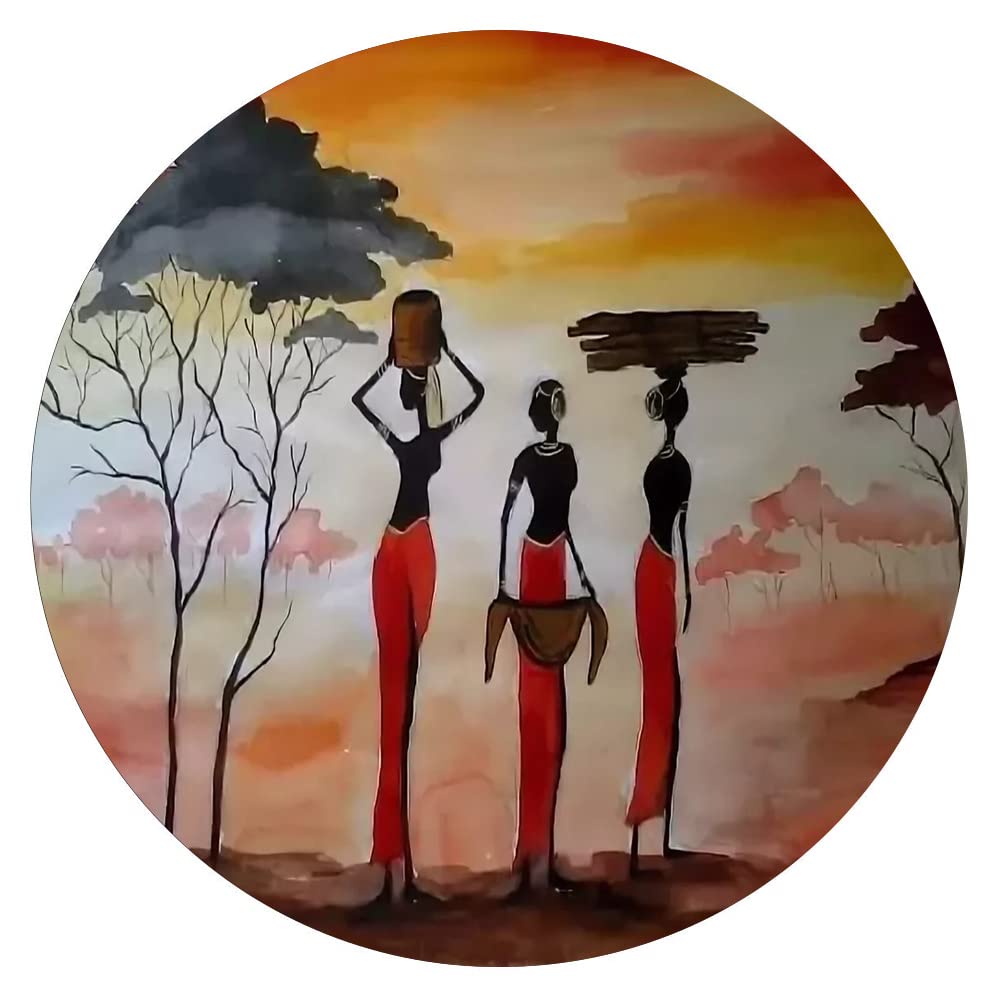 300-Piece African Indigenous Wall Art Puzzle - Round Wooden Jigsaw for Adults & Kids, Educational & Decompression Toy, Perfect for Family Bonding, Home Decor & Stress Relief