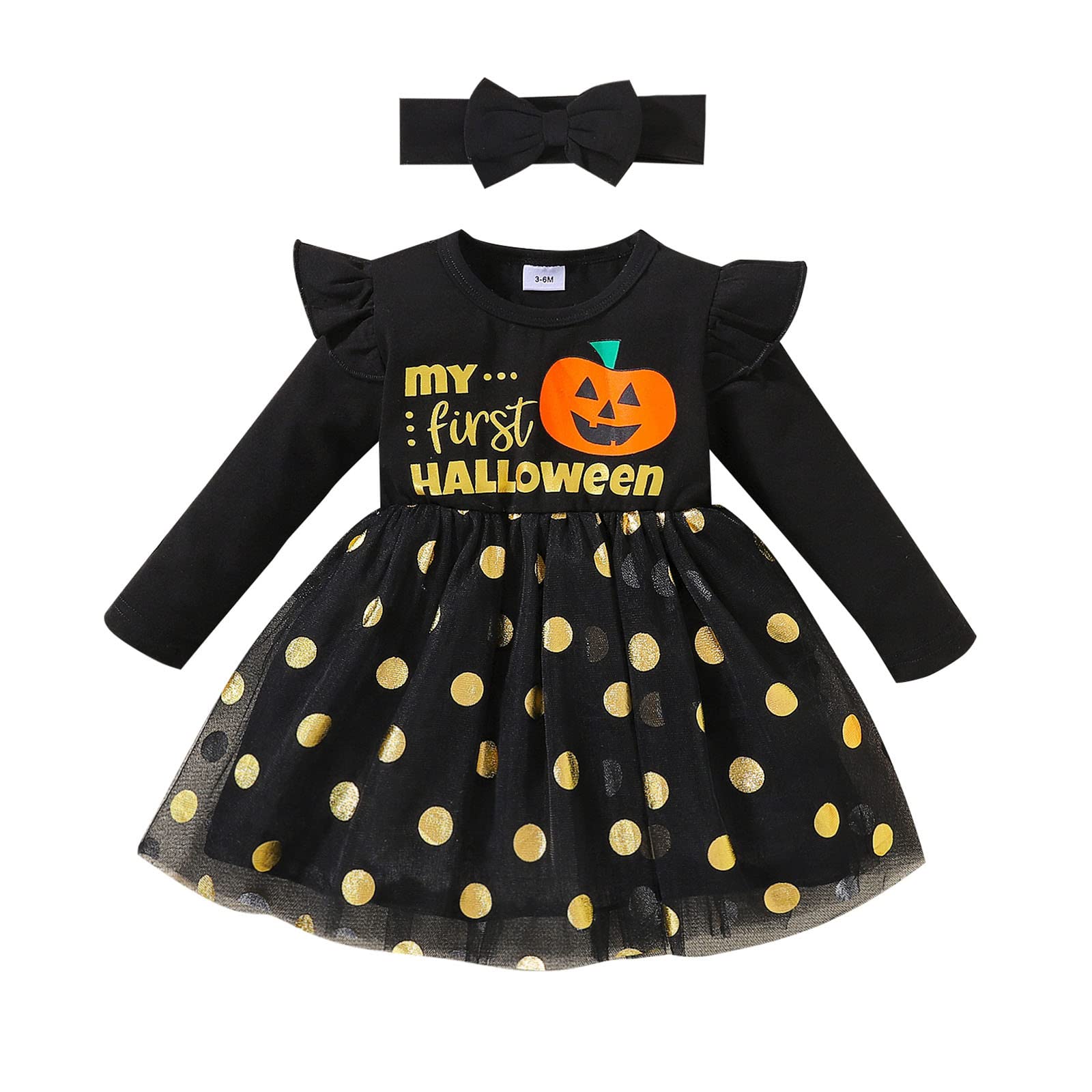 YOYORI Baby Halloween Costume Set - Long Sleeve Romper with Leopard & Dot Prints, Headband for Boys & Girls | Perfect for Trick-or-Treating, Photo Shoots & Halloween Parties