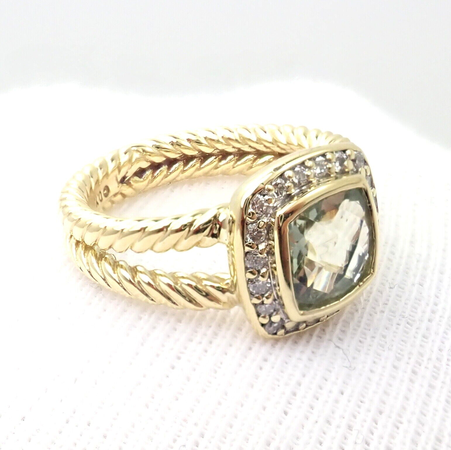 David Yurman Albion 18k Yellow Gold Diamond Citrine Ring Size 5.25 - Elegant Jewelry for Women, Perfect for Weddings, Anniversaries & Special Occasions