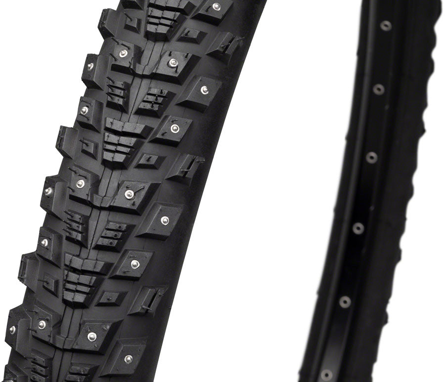 45NRTH Kahva Winter Bike Tire 29 x 2.25 Inch with 252 Carbide Steel Studs - Clincher, Steel Bead, 33 TPI - Black - Perfect for Snow & Ice Cycling, Fat Tire Bikes, Mountain Biking in Extreme Cold Conditions