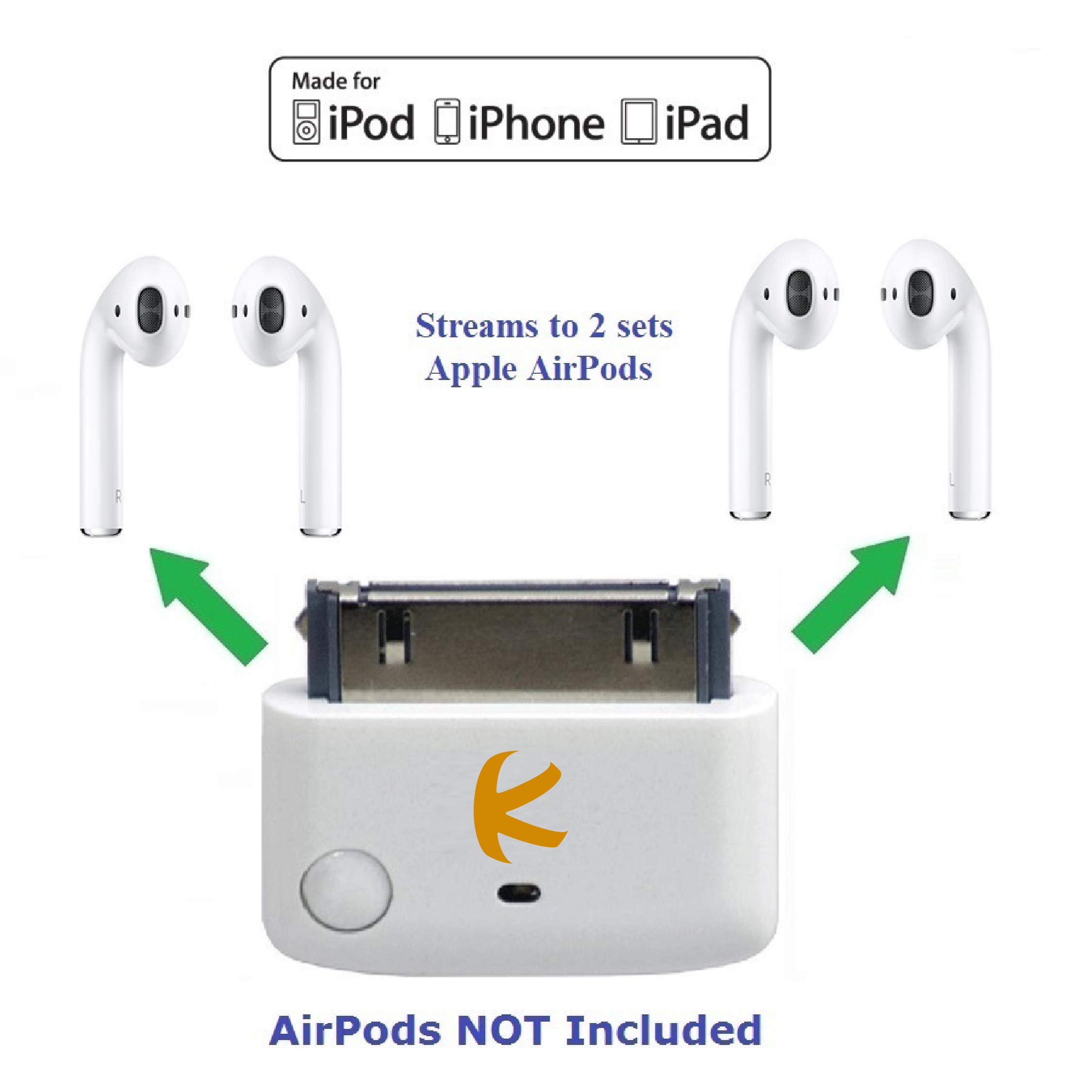 KOKKIA i10 White Bluetooth Transmitter & Audio Splitter - Wireless Adapter for iPod, iPhone, iPad - Perfect for Travel, Gym & Multi-Device Listening