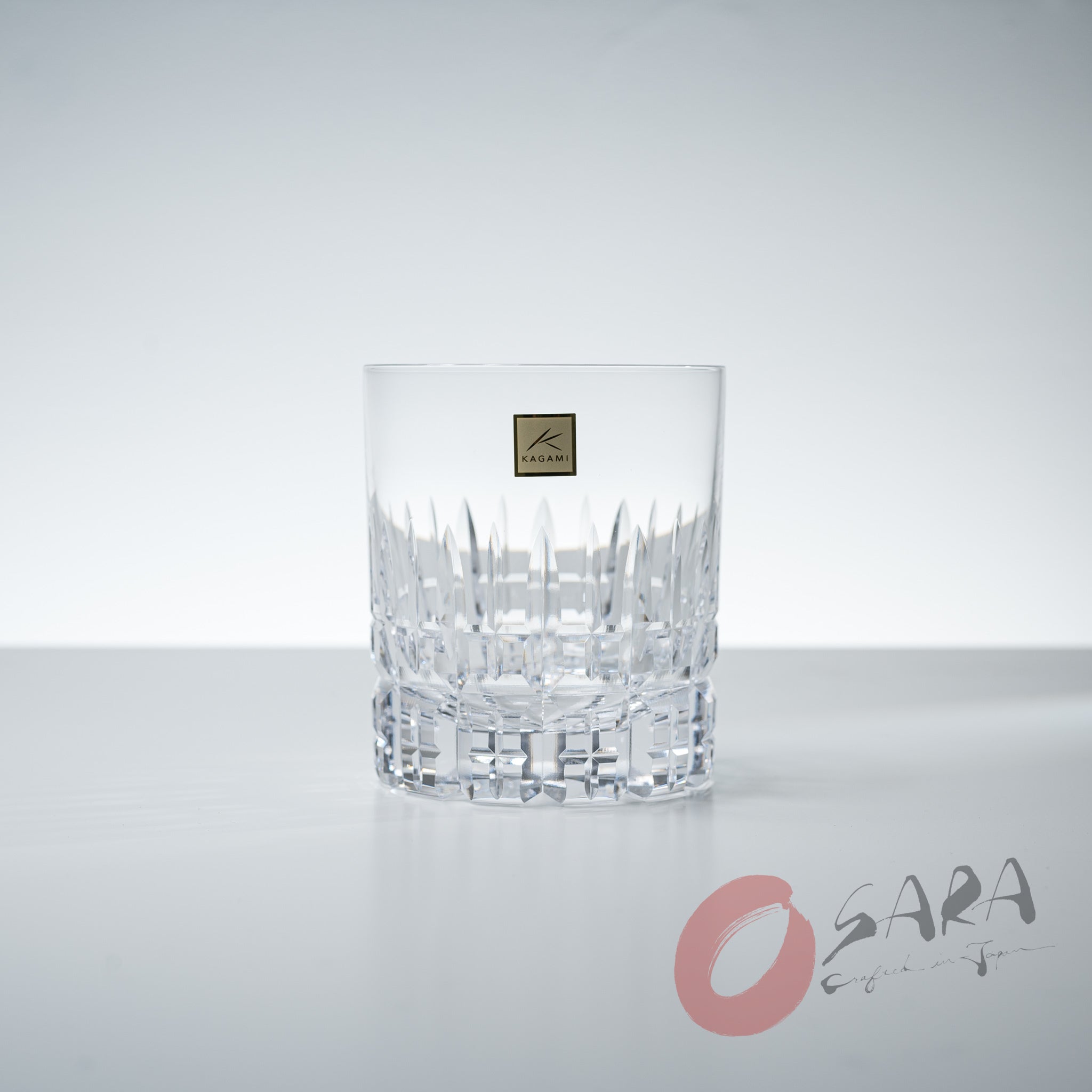 Premium KAGAMI Crystal Japanese Handmade Whiskey Glass Set - 370ml Icicle Design for Bourbon, Scotch & Cocktails - Elegant Barware for Home Entertaining & Gift Giving