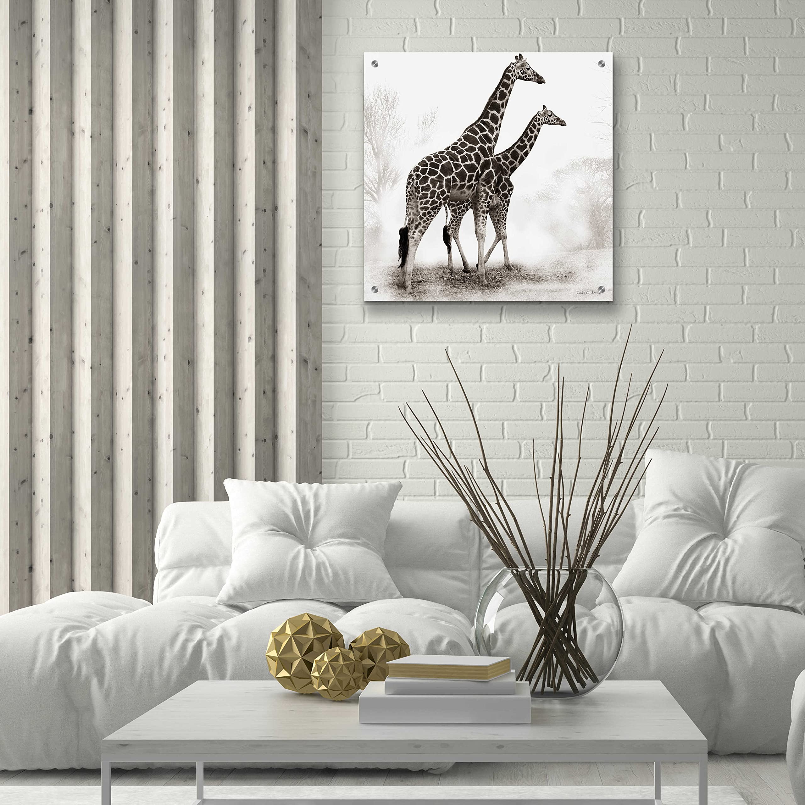 Debra Van Swearingen Giraffe III Acrylic Glass Wall Art - 24x24 Inch Modern Animal Painting for Living Room, Bedroom & Office Decor