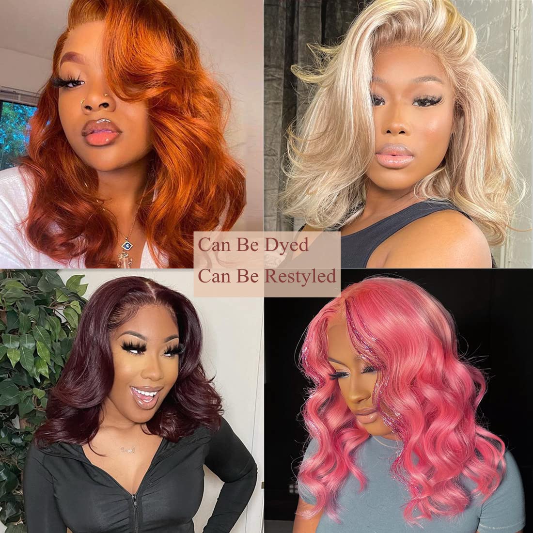 Brazilian Human Hair Bob Wig 14 Inch - Reddish Brown Auburn Lace Front Wig with 5x5 Glueless Closure, Pre-Plucked Body Wave for Black Women | Perfect for Daily Wear, Parties & Protective Styling